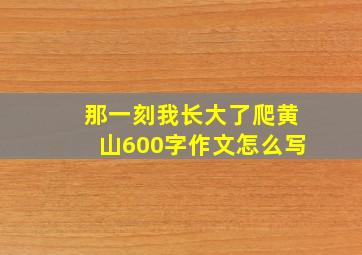 那一刻我长大了爬黄山600字作文怎么写