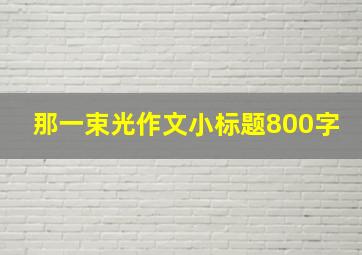 那一束光作文小标题800字