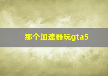 那个加速器玩gta5