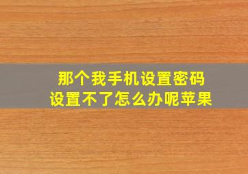 那个我手机设置密码设置不了怎么办呢苹果