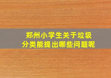 郑州小学生关于垃圾分类能提出哪些问题呢