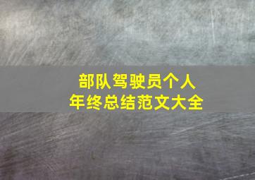 部队驾驶员个人年终总结范文大全