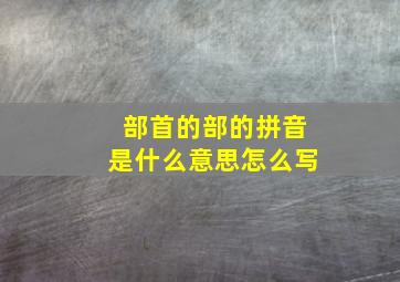 部首的部的拼音是什么意思怎么写