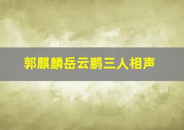 郭麒麟岳云鹏三人相声