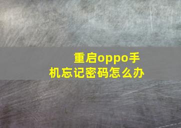 重启oppo手机忘记密码怎么办