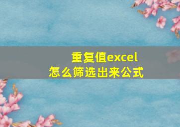 重复值excel怎么筛选出来公式