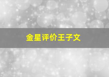 金星评价王子文