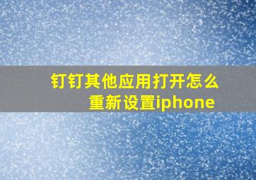 钉钉其他应用打开怎么重新设置iphone