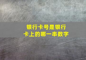 银行卡号是银行卡上的哪一串数字