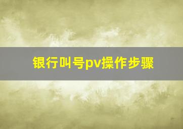 银行叫号pv操作步骤