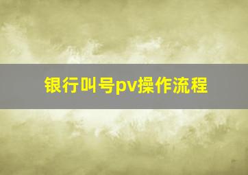 银行叫号pv操作流程