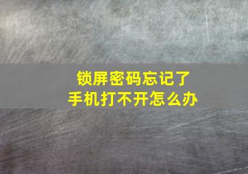 锁屏密码忘记了手机打不开怎么办