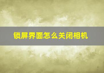 锁屏界面怎么关闭相机