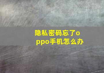 隐私密码忘了oppo手机怎么办