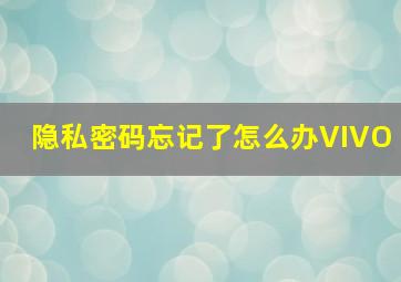 隐私密码忘记了怎么办VIVO