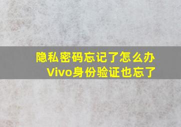 隐私密码忘记了怎么办Vivo身份验证也忘了