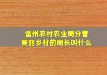 雷州农村农业局分管吴丽乡村的局长叫什么