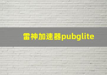 雷神加速器pubglite