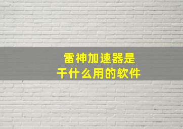 雷神加速器是干什么用的软件