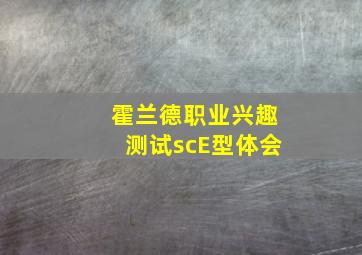 霍兰德职业兴趣测试scE型体会