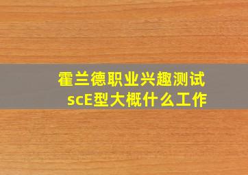 霍兰德职业兴趣测试scE型大概什么工作