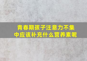 青春期孩子注意力不集中应该补充什么营养素呢