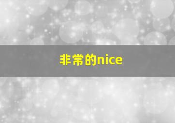 非常的nice