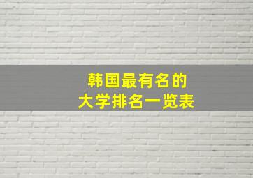 韩国最有名的大学排名一览表