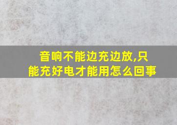 音响不能边充边放,只能充好电才能用怎么回事