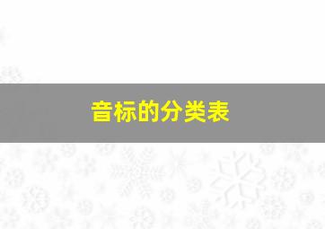 音标的分类表