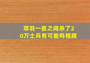 项羽一夜之间杀了20万士兵有可能吗视频