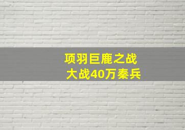 项羽巨鹿之战大战40万秦兵