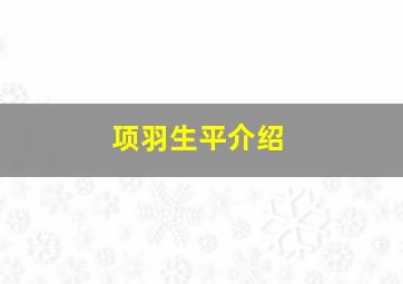 项羽生平介绍