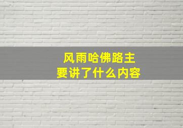 风雨哈佛路主要讲了什么内容