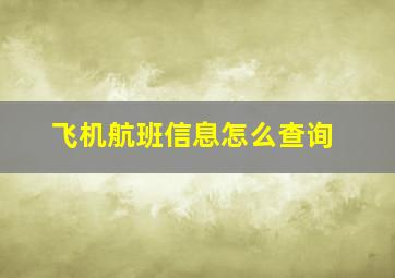 飞机航班信息怎么查询