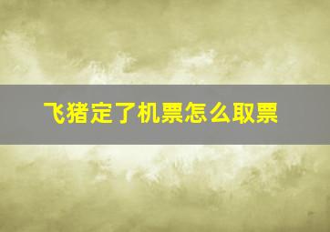 飞猪定了机票怎么取票