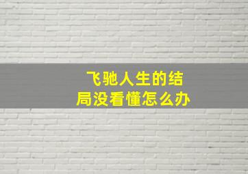 飞驰人生的结局没看懂怎么办