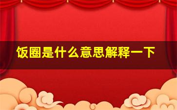 饭圈是什么意思解释一下