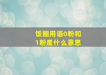 饭圈用语0粉和1粉是什么意思