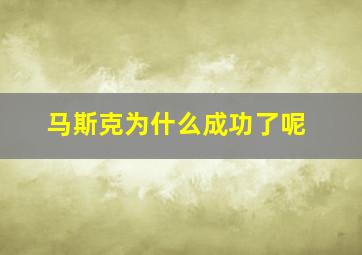 马斯克为什么成功了呢