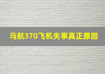 马航370飞机失事真正原因