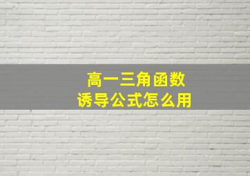 高一三角函数诱导公式怎么用