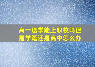 高一退学能上职校吗但是学籍还是高中怎么办