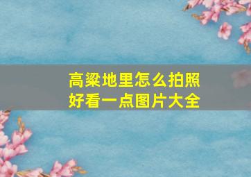 高粱地里怎么拍照好看一点图片大全