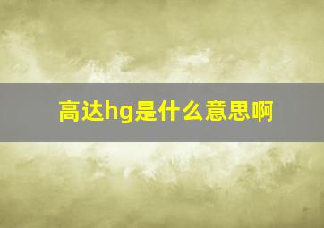 高达hg是什么意思啊