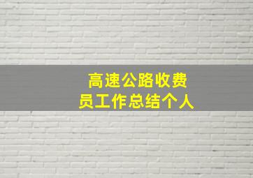 高速公路收费员工作总结个人