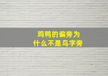 鸡鸭的偏旁为什么不是鸟字旁