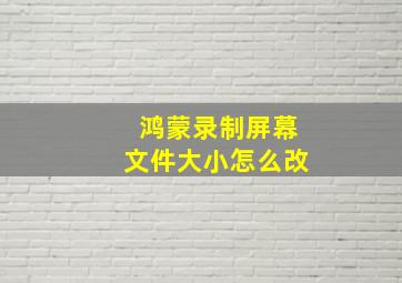 鸿蒙录制屏幕文件大小怎么改