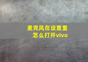 麦克风在设置里怎么打开vivo