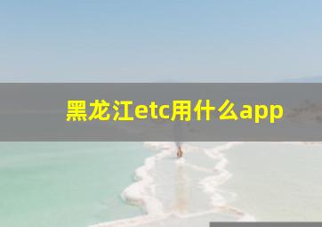 黑龙江etc用什么app